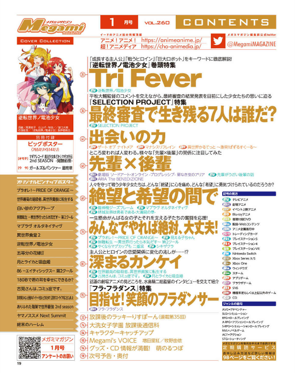 Megami Magazine January 2022, table of contents